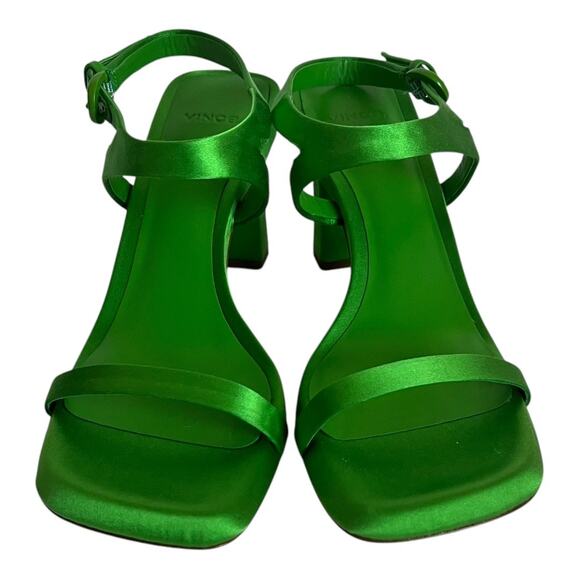 Vince Luella Satin Strappy Heel Sandals In Garden Green Size 38 EU - Picture 3 of 15